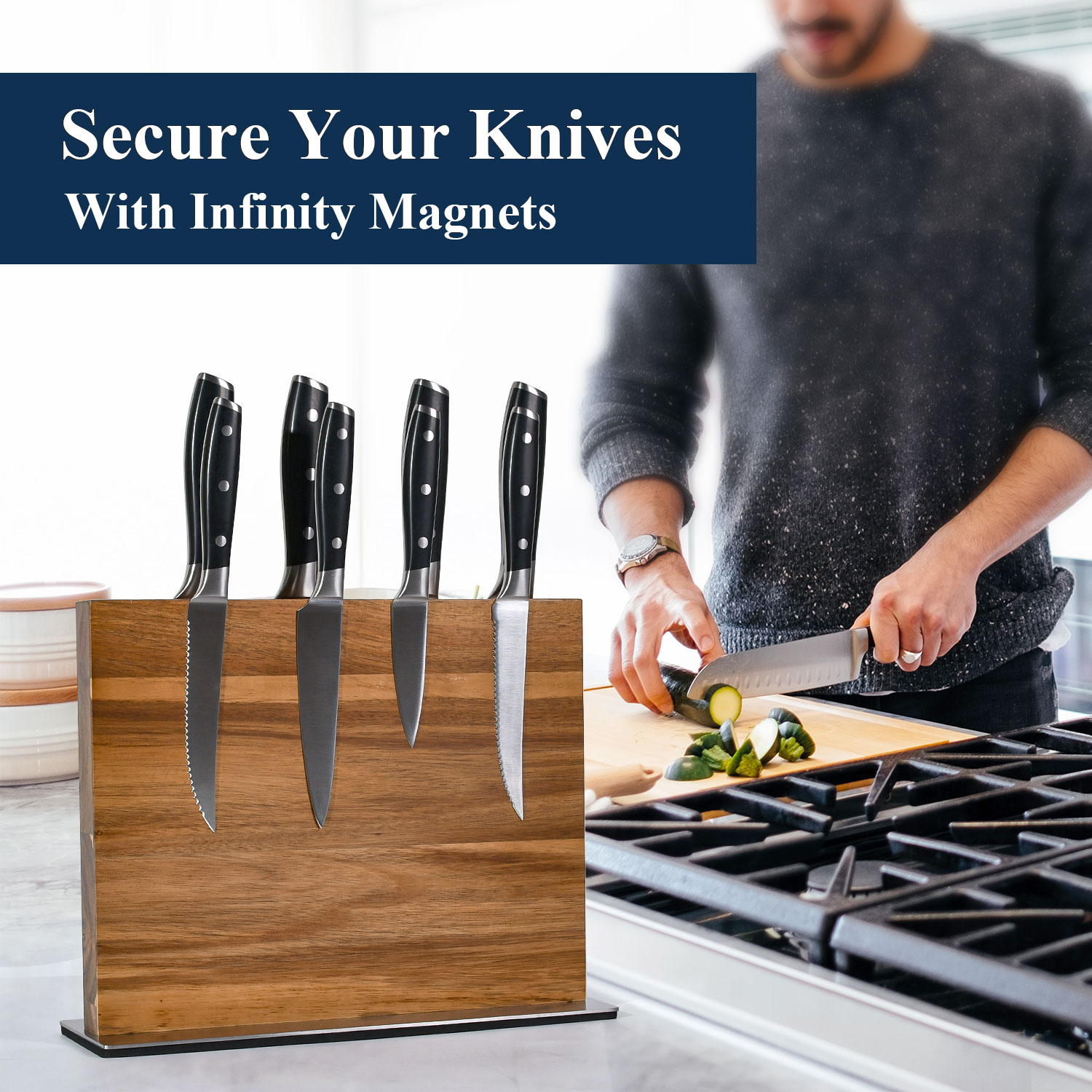 Commercial Kitchen Knife Holder - Blocco di coltelli magnetico di alta