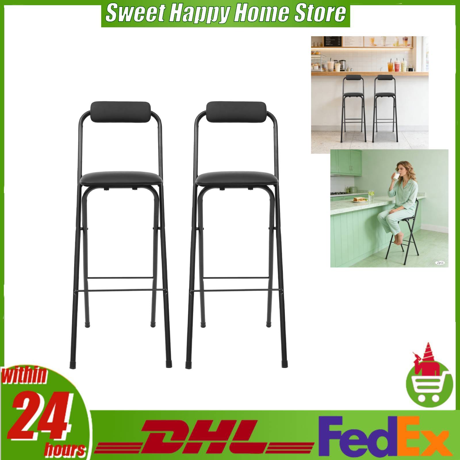 Commercial Kitchen Hardware - Set di 2 Sgabelli da Bar